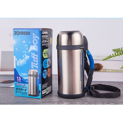 Японський термос Zojirushi SF-CC15XA 1.5 л — вакуумний, нержавіюча сталь, ручка та ремінець, Об'єм: 1.5, Колір: сталевий, фото , изображение 14