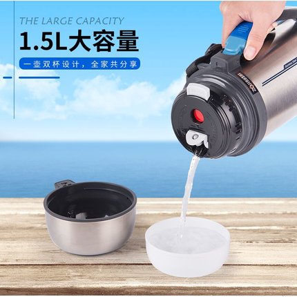 Японський термос Zojirushi SF-CC15XA 1.5 л — вакуумний, нержавіюча сталь, ручка та ремінець, Об'єм: 1.5, Колір: сталевий, фото , изображение 10