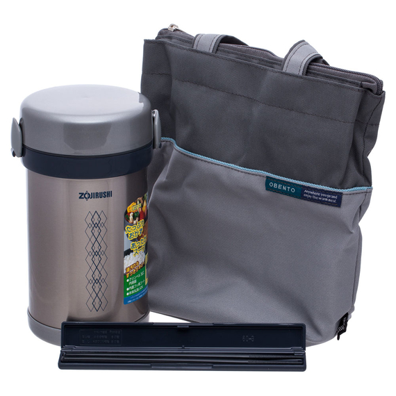 Набір для ланчу ZOJIRUSHI (Японія) SL-NC09ST сталевий, фото , изображение 3