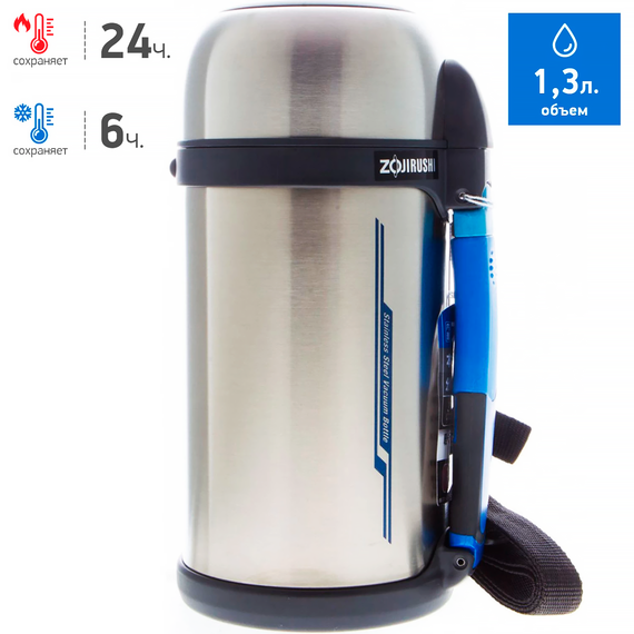 Термос ZOJIRUSHI (Японія) SF-CC13ХA 1.3л сталевий (складна ручка+ремішок), Об'єм: 1.3, Колір: сталевий, фото , изображение 4